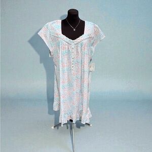NWT $68 Eileen West Short Nightgown – 100% Cotton – Size 3X – Floral